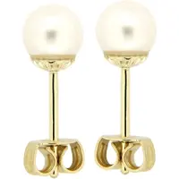 Orolino Ohrringe Gold 585 mit weißen Perlen 5,5-6mm rund