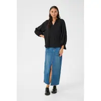 Kaffe Langarmbluse "Damen Langarm-Bluse KAlianna", Damen, Gr. 34, schwarz (schwarz deep), Obermaterial: 80% Viskose CV. 20% Nylon NY., Blusen Langarmbluse