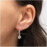 Zeeme Basic Ohrringe Silber 925 rhodiniert mit weißen Zirkonia-Steinen 22mm lang