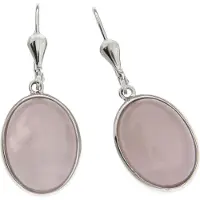 Zeeme Gemstones Ohrringe Silber 925 rhodiniert mit 2x Rosenquarz 16x12mm