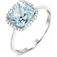 Fascination by Ellen K. Ring Weißgold 375 mit echtem Blautopas (beh.) und Zirkonia-Steinen