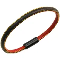 Zeeme Stainless Steel Armband echt Leder mit Deutschland-Farben 23cm