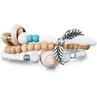 J. Jayz Modeschmuck Armband Set aus 3 Strech-Armbändern mit Muschelzierde