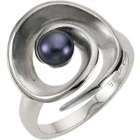 Zeeme Pearls Ring Silber 925 rhodiniert mit schwarzer Perle
