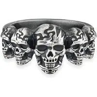 Cai Ring 925/- Sterling Silber matt oxidiert Totenkopf