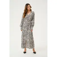 Kaffe Midikleid "Damen Kleid KAjodie", Damen, Gr. 40, N-Gr, schwarz (schwarz oyster, moonstruck animal), Obermaterial: 80% Viskose CV. 20% Polyamid PA., Kleider Midikleid