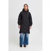 Ichi IHHansa Damen Steppmantel Wintermantel Winterjacke mit Druckknöpfen Kapuze Loose fit
