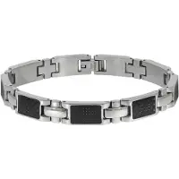 Zeeme Stainless Steel Armband Edelstahl poliert mit Carbon-Einlagen 20,5cm lang