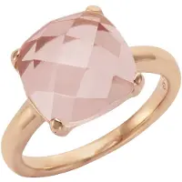 Jamelli Ring Silber 925 rosé-vergoldet mit echtem Rosenquarz 12mm