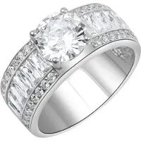 Zeeme Silber Ring 925/- Sterling Silber rhodiniert Zirkonia