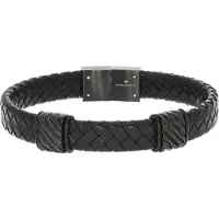 Zeeme Stainless Steel Armband Lederband braun mit Edelstahlverschluss