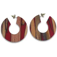 Steuer Modeschmuck Creolen Holz Acryl rot