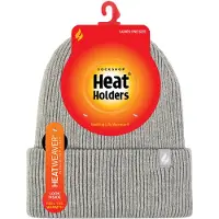Heat Holder Damen Fleece gefütterte gerippte Überwurfmütze | Wärmehalter | Thermomütze für den Winter - Hellgrau
