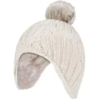 Heat Holder Wärmehalter - Mädchen Kabel gestrickt Beanie-Mütze mit Pom Pom Bommel für Winter | warme thermisch isolierte Mütze - Buttercreme