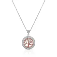 Zeeme Silber Halskette Silber 925 zweifarbig mit Lebensbaum-Motiv