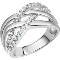 Zeeme Silber Ring Silber 925 rhodiniert mit Zirkonia weiß