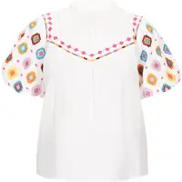 Usha Bluse Frauen weiß mehrfarbig