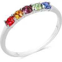 Zeeme Silber Ring Silber 925 rhodiniert mit bunten Kristallen