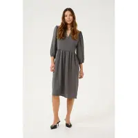 Kaffe Midikleid "Damen Kleid KAedna", Damen, Gr. 40, N-Gr, schwarz (schwarz oyster), Obermaterial: 56% Polyester PES. 44% Viskose CV., Kleider Midikleid