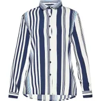 Usha Bluse Frauen weiß marineblau
