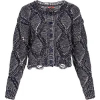 MyMo ROCKS Strickjacke Frauen marineblau cremeweiß