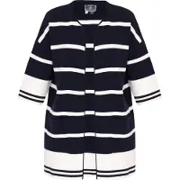 Dreimaster Strickjacke Frauen Marineblau, weiße Streifen