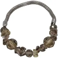 Steuer Modeschmuck Armband Stretch silberfarben mit Rauchquarz