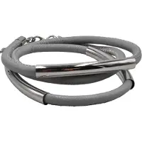 Steuer Modeschmuck Armband Kunstleder grau Karabiner