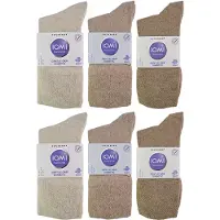 IOMI - 12 Paar Multipack Damen Diabetiker Bambus Socken | Damen Extra breite nahtlose Socken mit nicht elastischen sanften Grip Top - Beige