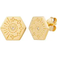 Cai Ohrstecker 925 Silber vergoldet Tattoo Motiv Hexagon