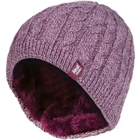 Heat Holder Damen gerippt Kabel stricken Fleece gefüttert Thermal gestrickt Beanie Hut