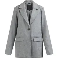 Dreimaster Langer Blazer aus Wollgemisch Damen Grau Melange
