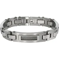 Zeeme Stainless Steel Armband Edelstahl poliert matt mit Stahlseil 21,5cm lang