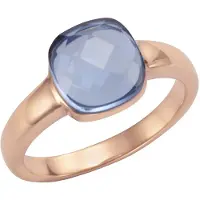 Jamelli Ring Silber 925 rosé-vergoldet mit hellblauem Quarz-Stein (beh.)