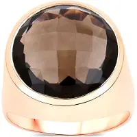 Vira Jewels Ring 925-Sterling Silber rotvergoldet Glänzend Rauchquarz dunkelbraun