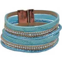 Steuer Modeschmuck Armband Velour hellblau 6-reihig