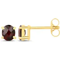 Vira Jewels Ohrstecker 925-Sterling Silber vergoldet Glänzend Granat oval rot