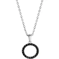 Celesta Silber Halskette Silber 925 rhodiniert 42+3cm lang mit schwarzen Zirkonia-Steinen