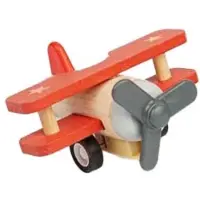 Bigjigs Ausziehbares Doppeldecker-Flugzeug aus Holz von