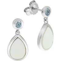 Zeeme Gemstones Ohrhänger 925/- Sterling Silber Blautopas Perlmutt