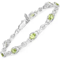 Vira Jewels Armband 925-Sterling Silber rhodiniert Glänzend Peridot grün