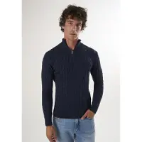 Felix Hardy Stehkragenpullover "Kabelstrick-Pullover mit halbem Reißverschluss"