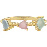 Cai Ring 925 Silber vergoldet Echtstein Pastell
