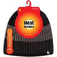 Heat Holder Herren Fleece gefüttert gestreifte Wintermütze | Wärmehalter | hohe Leistung weich isoliert Thermomütze - schwarz