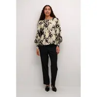 Kaffe Langarmbluse "Damen Langarm-Bluse KAlouise", Damen, Gr. 36, schwarz (schwarz, sand graphic cloud), Obermaterial: 80% Viskose CV. 20% Polyamid PA., Blusen Langarmbluse