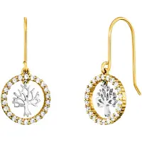 Julie Julsen Ohrhänger 925/- Sterling Silber rhodiniert/vergoldet 44 Zirkonia Baum