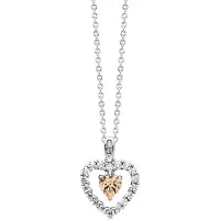 Julie Julsen Anhänger mit Kette 925 Silber rhodiniert Herz Zirkonia weiß champagner