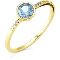 Orolino Ring Gold 585 mit 6x Brillant 0,025ct. und Blautopas (beh.)