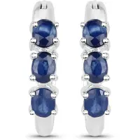 Vira Jewels Ohrringe Silber 925 rhodiniert mit 6 blauen Saphir-Steinen