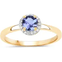 Vira Jewels Ring 925-Sterling Silber vergoldet Glänzend Tansanit violett